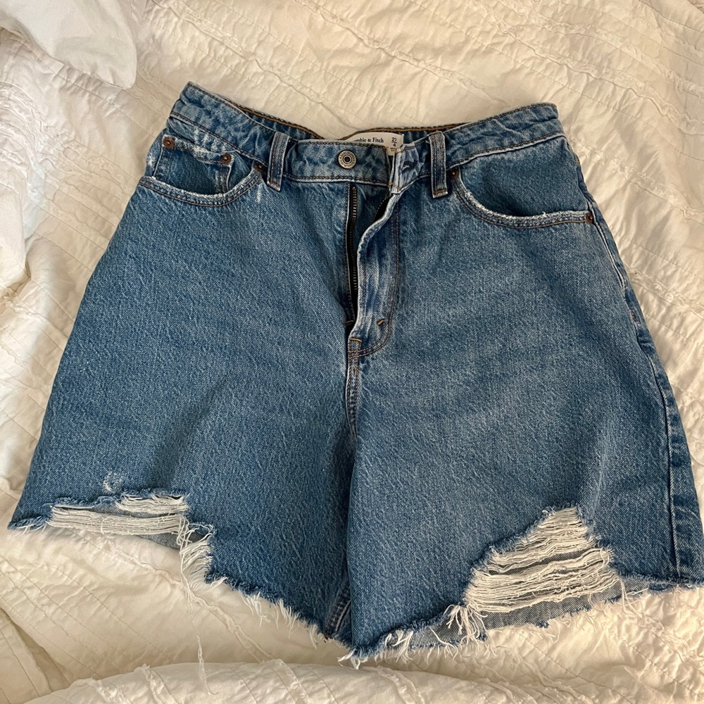 Abercrombie & Fitch Distressed Blue Denim Jean Shorts